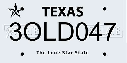 3OLD047 Texas License Plate