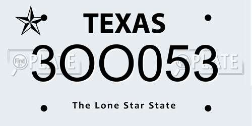 3OO053 Texas License Plate
