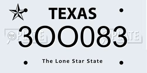 3OO083 Texas License Plate