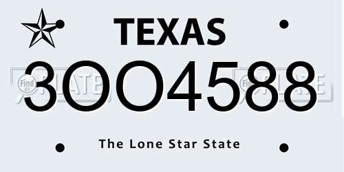 3OO4588 Texas License Plate