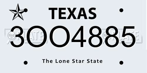 3OO4885 Texas License Plate