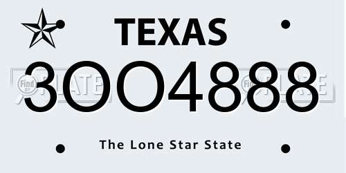 3OO4888 Texas License Plate
