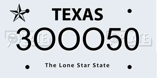 3OOO50 Texas License Plate