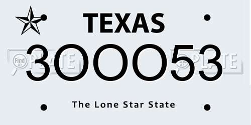 3OOO53 Texas License Plate