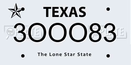 3OOO83 Texas License Plate