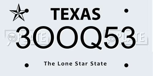 3OOQ53 Texas License Plate