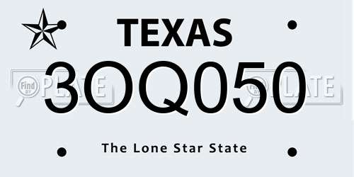 3OQ050 Texas License Plate