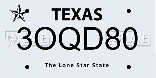 3OQD80 Texas License Plate