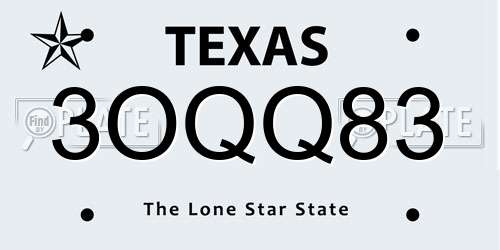 3OQQ83 Texas License Plate