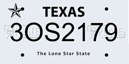 3OS2179 Texas License Plate