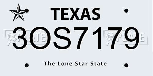 3OS7179 Texas License Plate