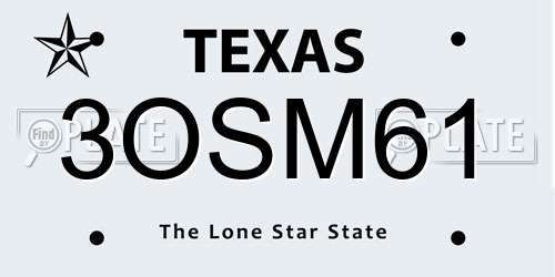 3OSM61 Texas License Plate
