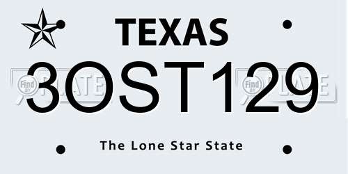 3OST129 Texas License Plate