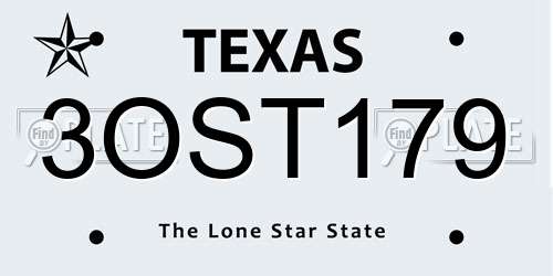 3OST179 Texas License Plate