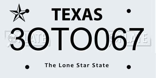 3OTO067 Texas License Plate
