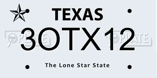 3OTX12 Texas License Plate