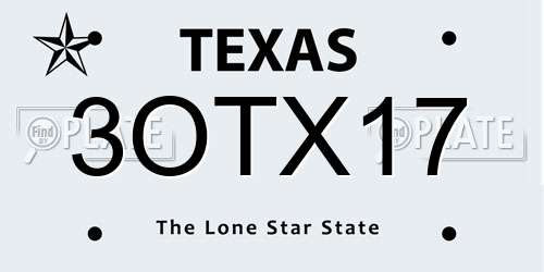 3OTX17 Texas License Plate