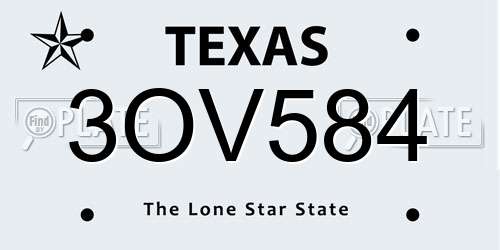 3OV584 Texas License Plate