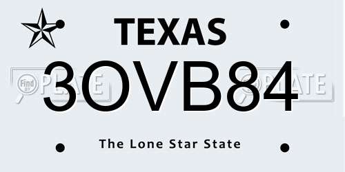 3OVB84 Texas License Plate