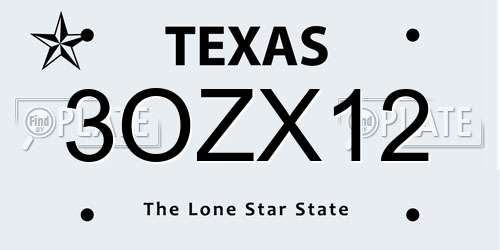 3OZX12 Texas License Plate