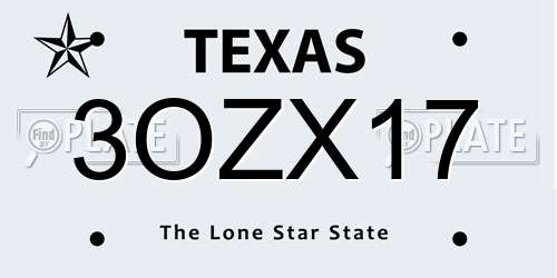 3OZX17 Texas License Plate