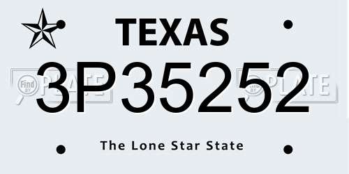 3P35252 Texas License Plate