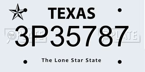 3P35787 Texas License Plate