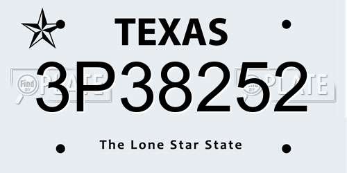 3P38252 Texas License Plate