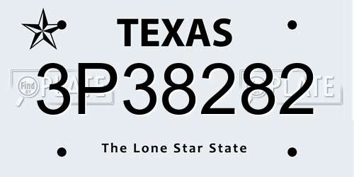 3P38282 Texas License Plate