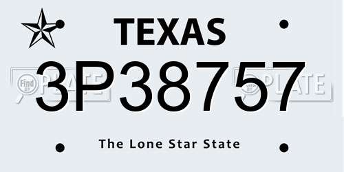 3P38757 Texas License Plate