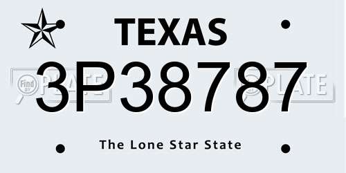 3P38787 Texas License Plate
