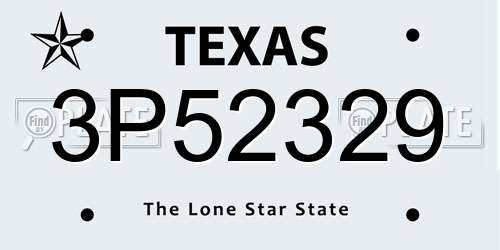 3P52329 Texas License Plate
