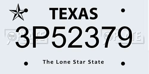3P52379 Texas License Plate