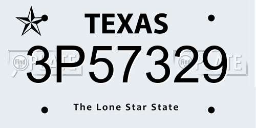 3P57329 Texas License Plate