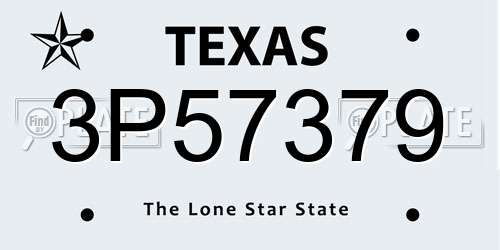 3P57379 Texas License Plate