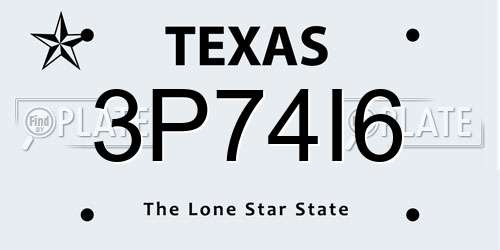 3P74I6 Texas License Plate
