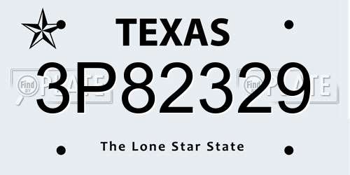 3P82329 Texas License Plate