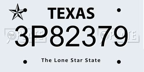 3P82379 Texas License Plate