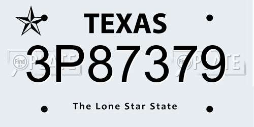 3P87379 Texas License Plate
