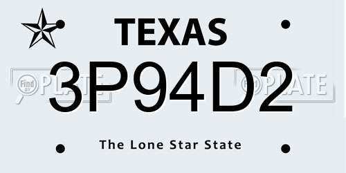 3P94D2 Texas License Plate