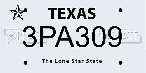 3PA309 Texas License Plate