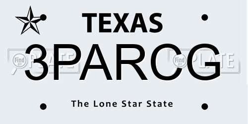 3PARCG Texas License Plate