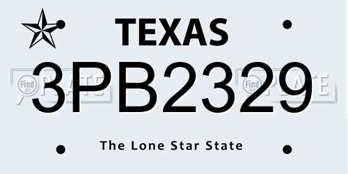 3PB2329 Texas License Plate
