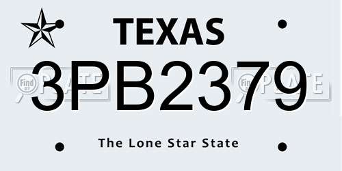 3PB2379 Texas License Plate