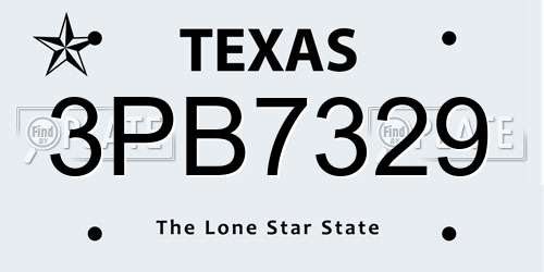 3PB7329 Texas License Plate