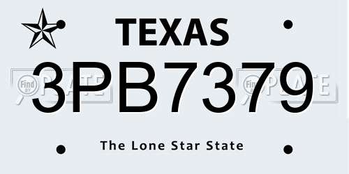 3PB7379 Texas License Plate