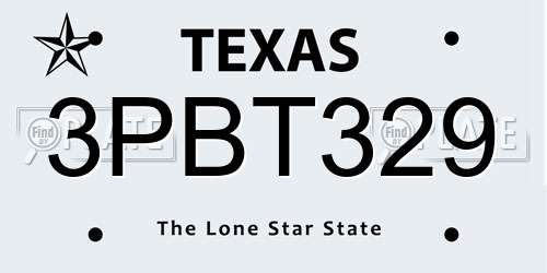 3PBT329 Texas License Plate