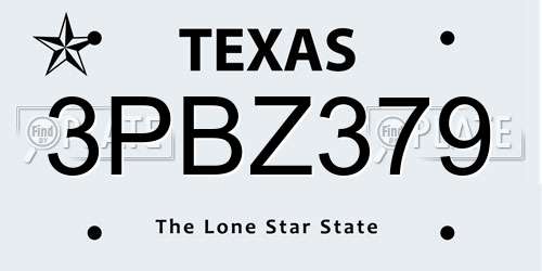 3PBZ379 Texas License Plate