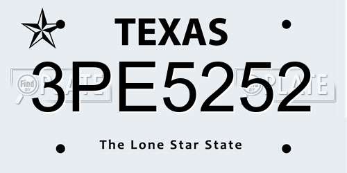 3PE5252 Texas License Plate