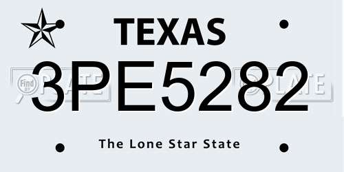 3PE5282 Texas License Plate